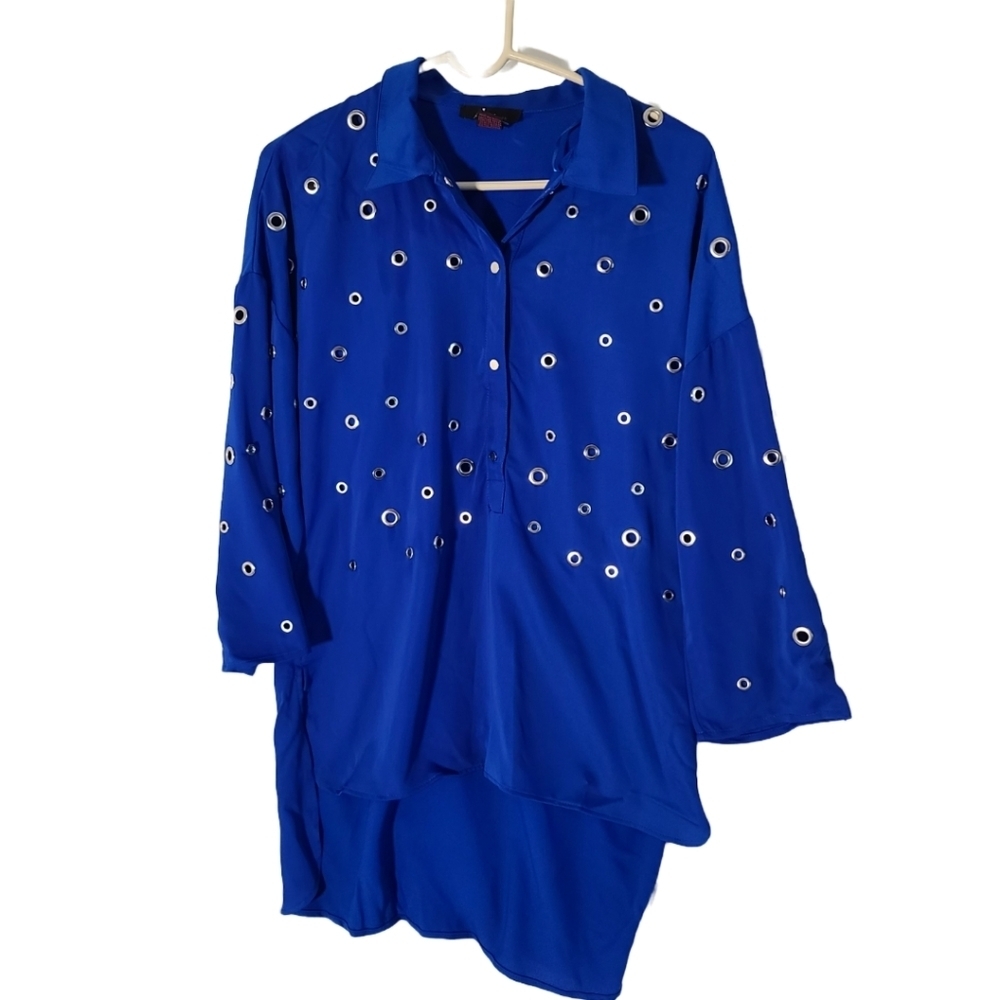 Alberto Makali 80s retro grommet blouse